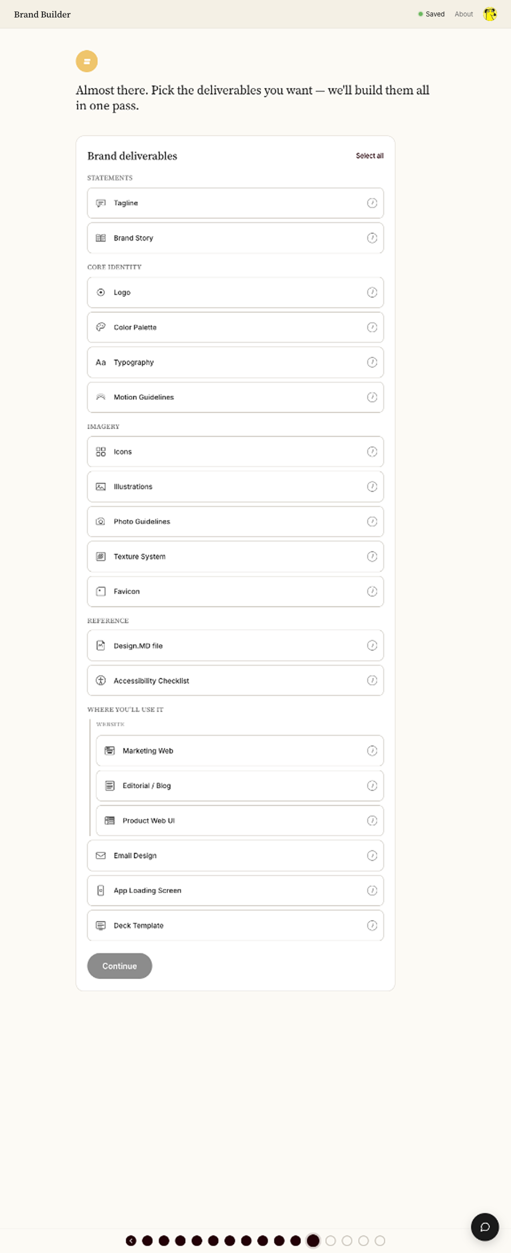 Choose deliverables