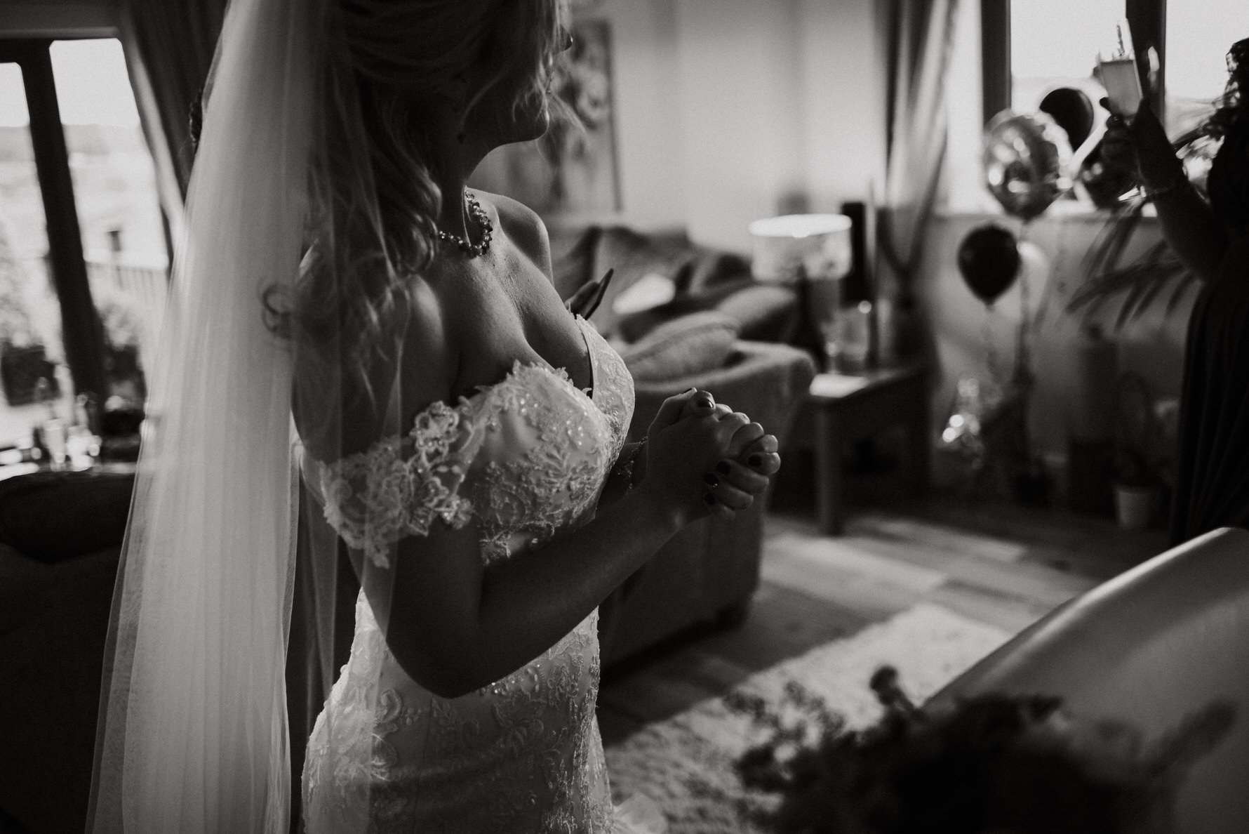 Cheshire Wedding Photojournalism - A bride in her wedding dress