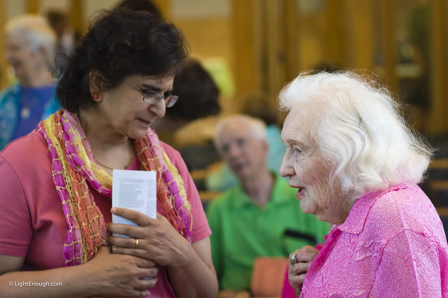 Time for Talk. Friends catching up at the post-concert reception for the UUCA Choir Spring Concert (June 12, 2016)