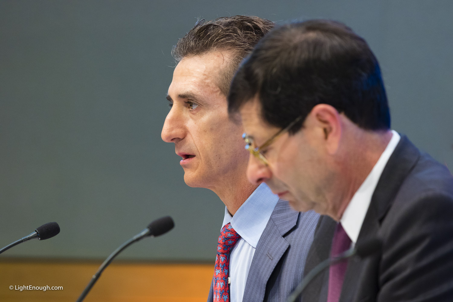  L-R: IMF Deputy Director Gian Maria Milesi-Ferretti, and Economic Counsellor Maurice Obstfeld at the World Economic Outlook Press Conference at IMF headquarters in  Washington, DC on October 4, 2016. Photo by John St Hilaire / LightEnough.com 