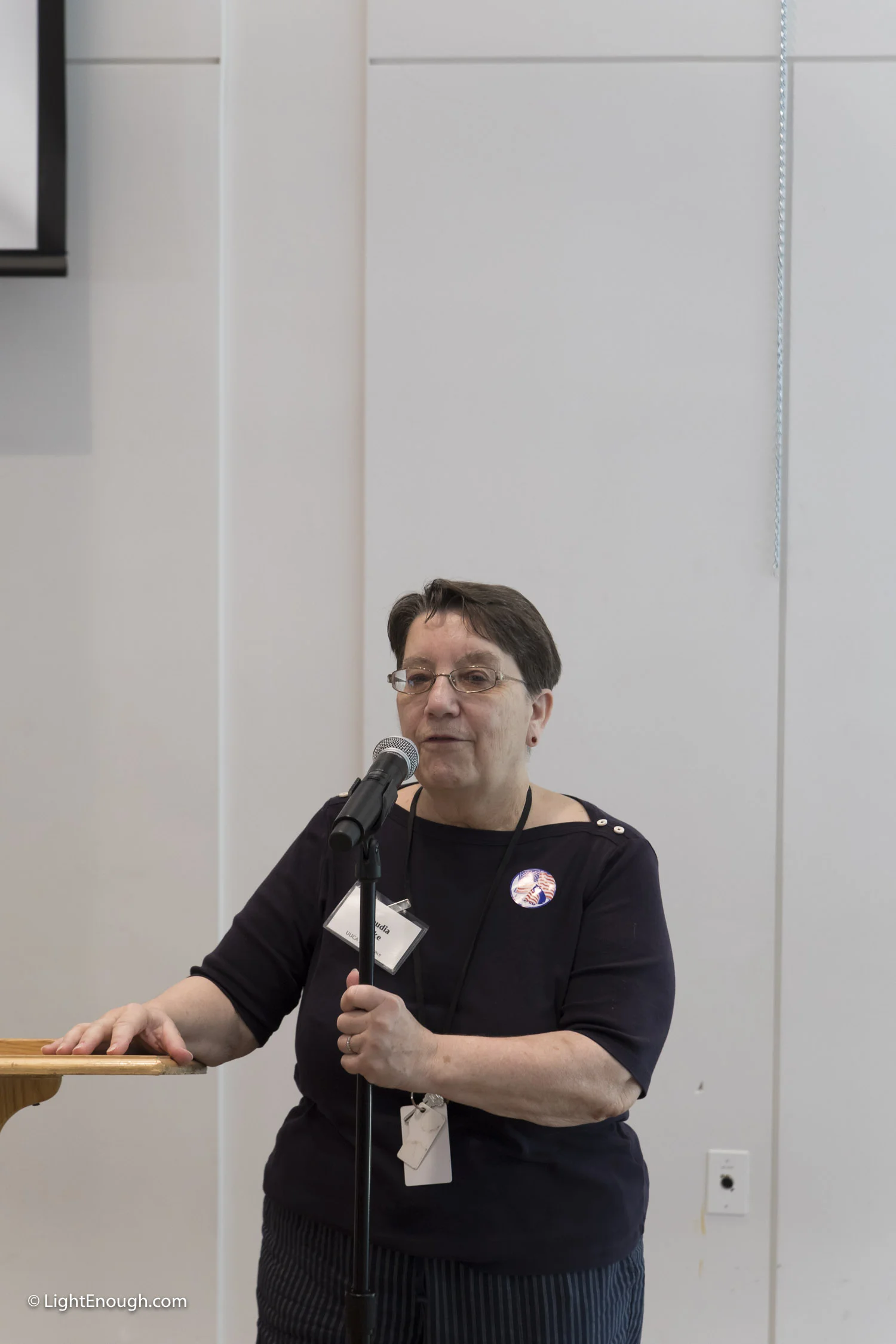 Claudia Blake at the June 2017 meeting of the UUCA Day Alliance. Allen Keiswetter speaker. Photos by John St Hilaire / LightEnough.com