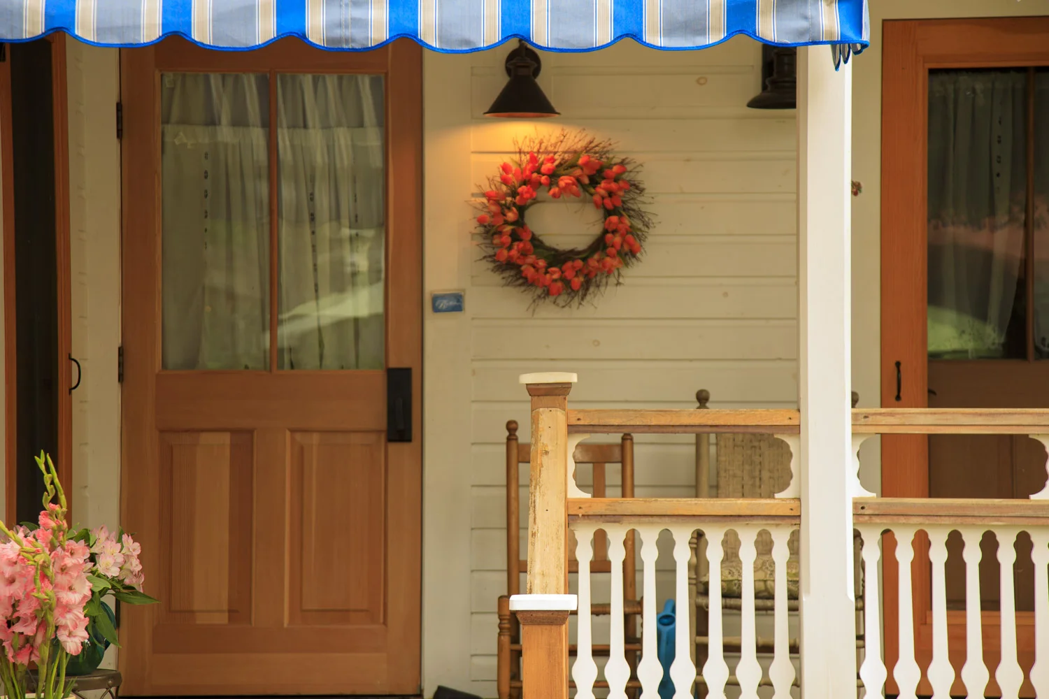 One of many way too cute for words houses. Chautauqua homes feature porches, lots of them, gingerbread, and flowers!