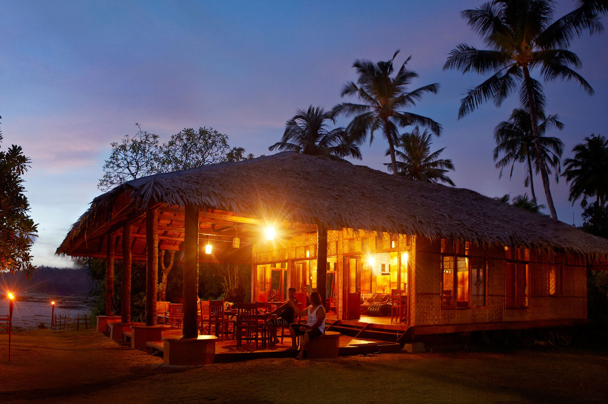 As well as being a great place to relax, the main building is also the restaurant. There is indoor and outdoor furniture, dining tables, couches, cable tv, a bookshelf loaded with surfing mags, books and board games. To find out more about the facilities and activities other than surfing check out our FAQs page.