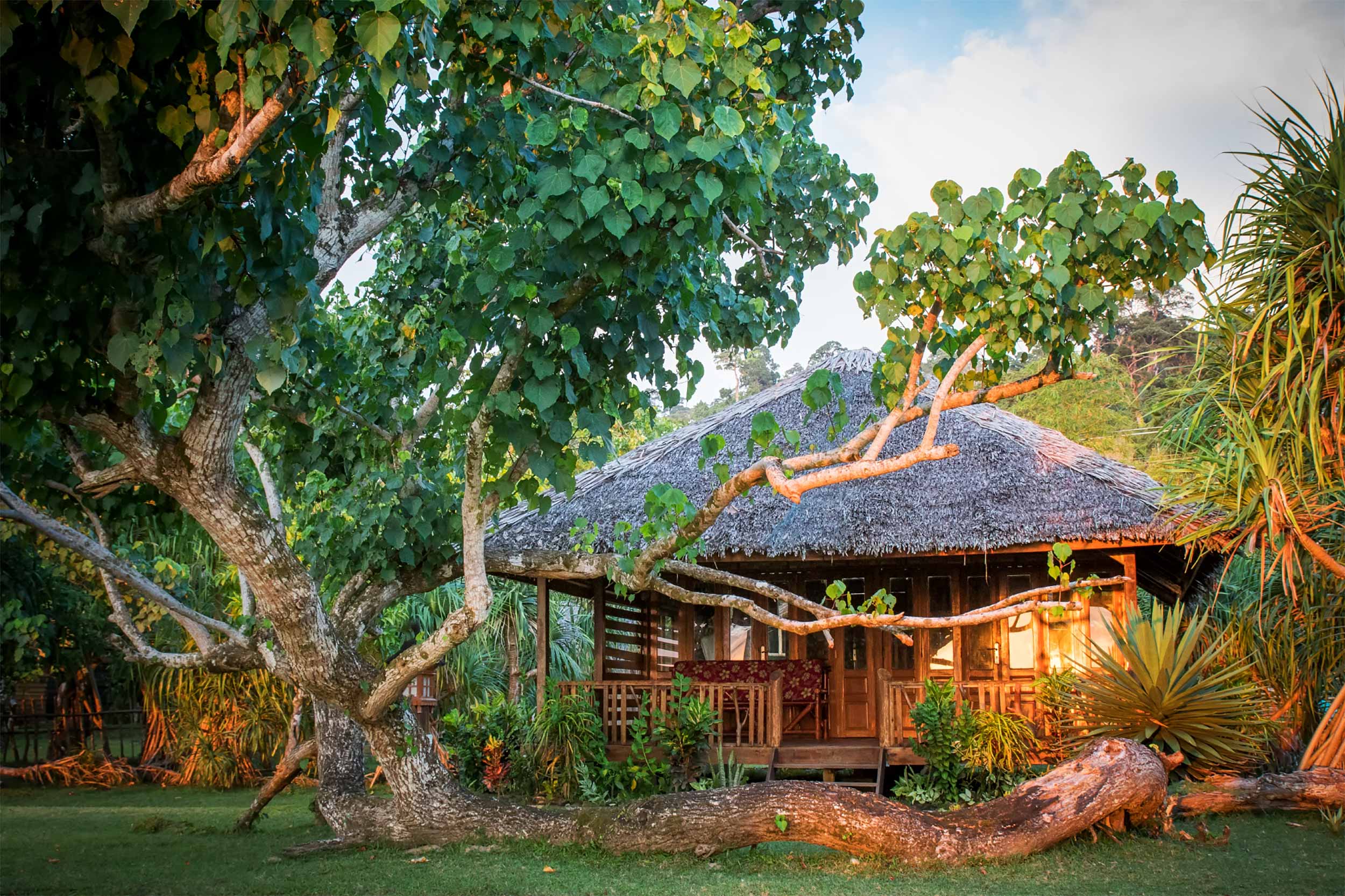 Our Private Deluxe bungalows are 2 larger bungalows with 2 king size beds either side and a spacious private balcony featuring outdoor furniture. It has its own freestanding tropical and roofless bathroom in the back. This is the perfect accommodation for Couples and pairs of travelers