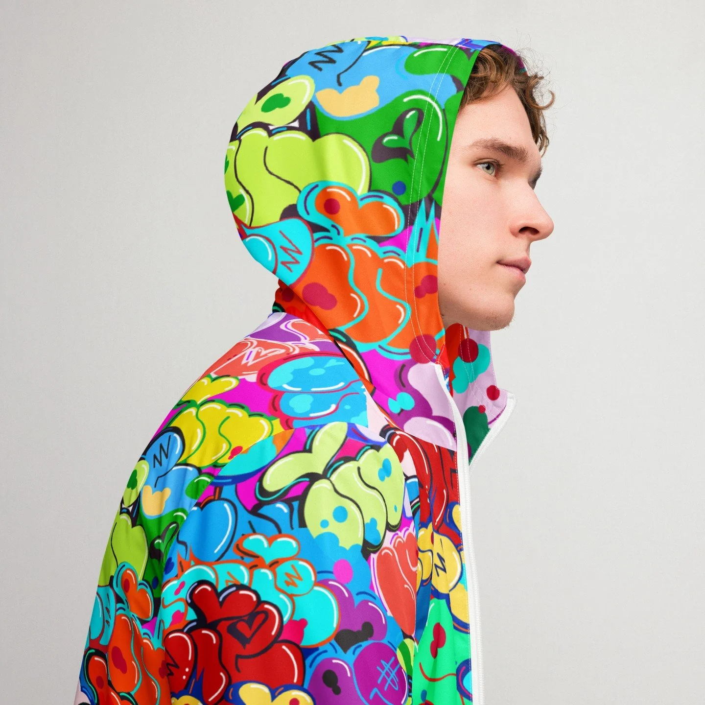 NEW ❤ Unisex windbreaker jacket now available at my shop! Ready to ship. 🌈⚡

This lightweight windbreaker ensures maximum comfort on windy, rainy, and sunny days, thanks to the water-resistant fabric and breathable mesh lining. The windbreaker has a