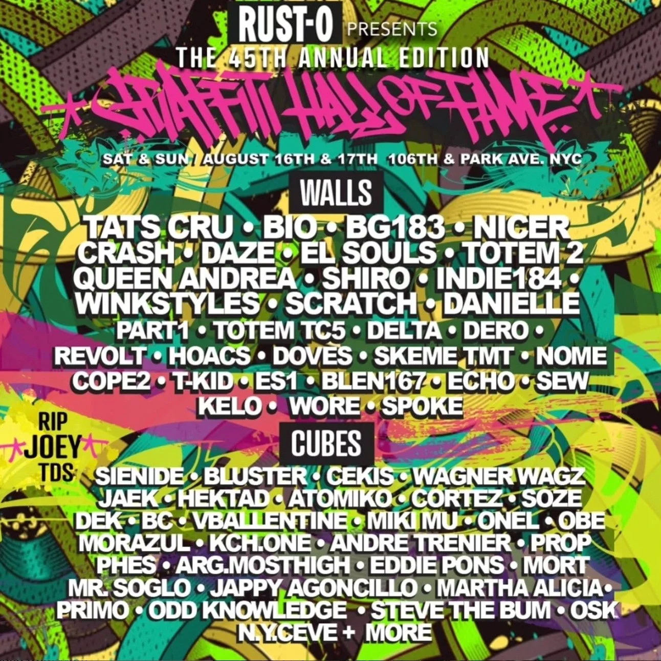 First time painting at the legendary Graffiti Hall of Fame @graffitihalloffame_nyc 💥 and it&rsquo;s a full-circle moment because the first time I visited this spot was 20 years ago. Never imagined I&rsquo;d be here today painting for the 45th Annive