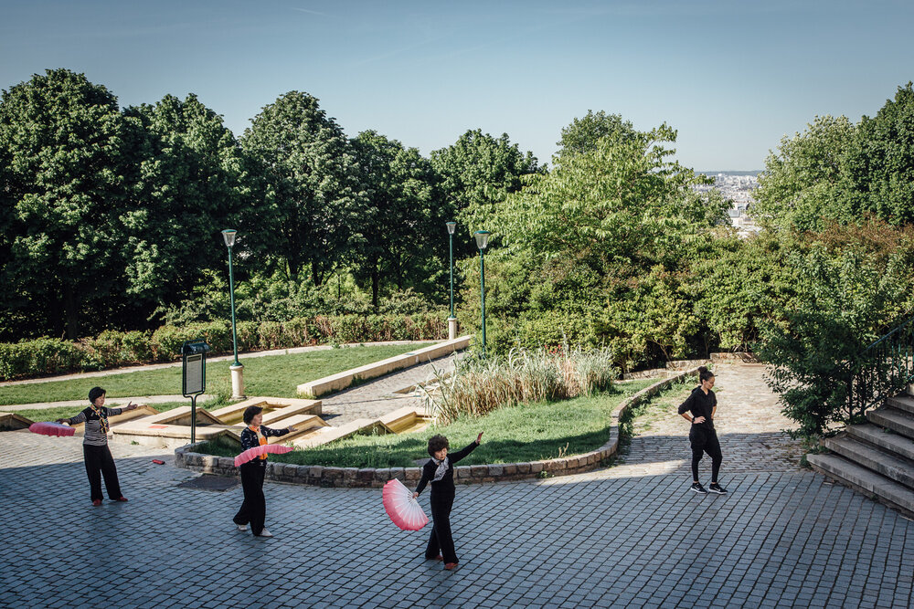  PARIS, FRANCE – MAY 14: A group of women in Parc de Belleville on May 14, 2019 in Paris, France.(Photo by Cyril Marcilhacy/item For The Washington Post) 