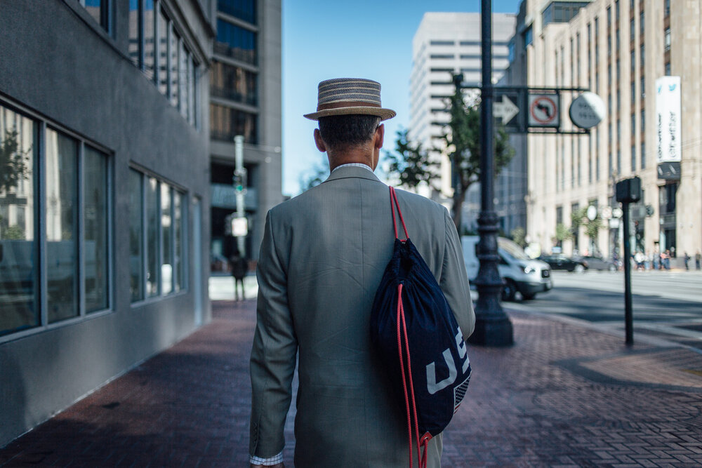  San Francisco,  27/07/2017. Un passant dans le centre ville de San francsico 