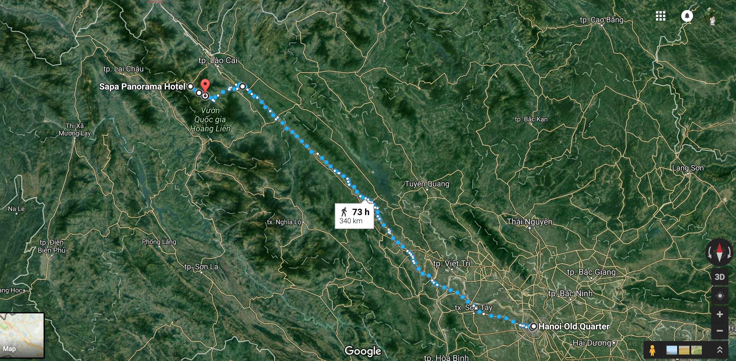 From Hanoi Town to Sapa Town.