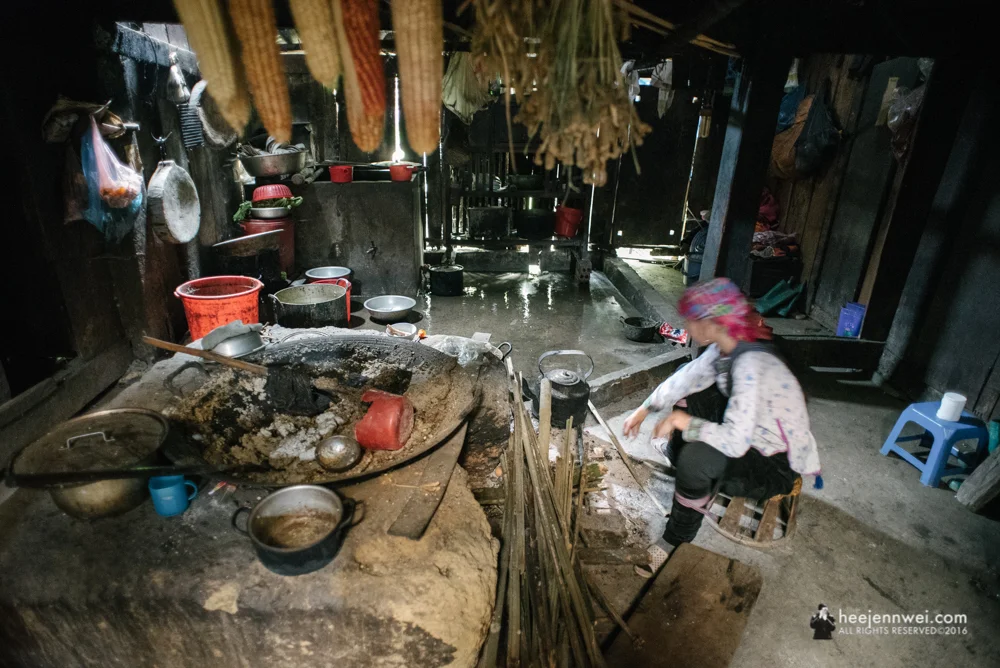 Inside the home of H'mong - preparing dinner for the family.