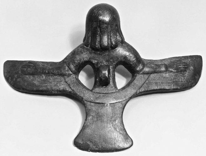  Figure 2: Glencairn siren cauldron attachment, back view. Photograph from David Gilman Romano and Irene Bald Romano,&nbsp; Catalogue of the Classical Collections of the Glencairn Museum &nbsp;(Bryn Athyn, 1999) 