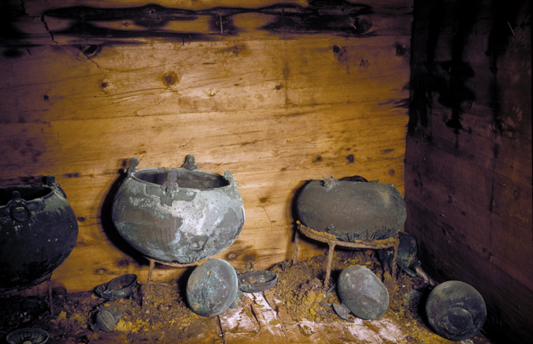 Figure 8: Interior of Tumulus MM, Gordion, with cauldrons against southern wall, 1957. Photograph courtesy of the Gordion Archives, Penn Museum, neg. #G-2381.