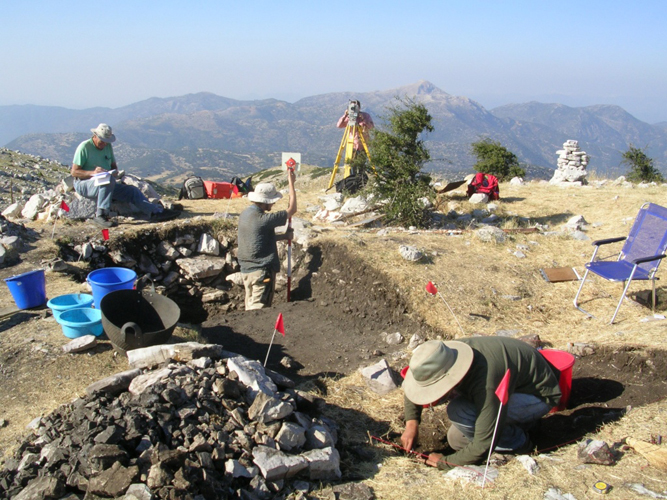 Figure 11: Excavation of the Ash Altar of the Sanctuary of Zeus at Mt. Lykaion. 2007. Photograph courtesy of the Mt. Lykaion Excavation and Survey Project and David Gilman Romano, University of Arizona.