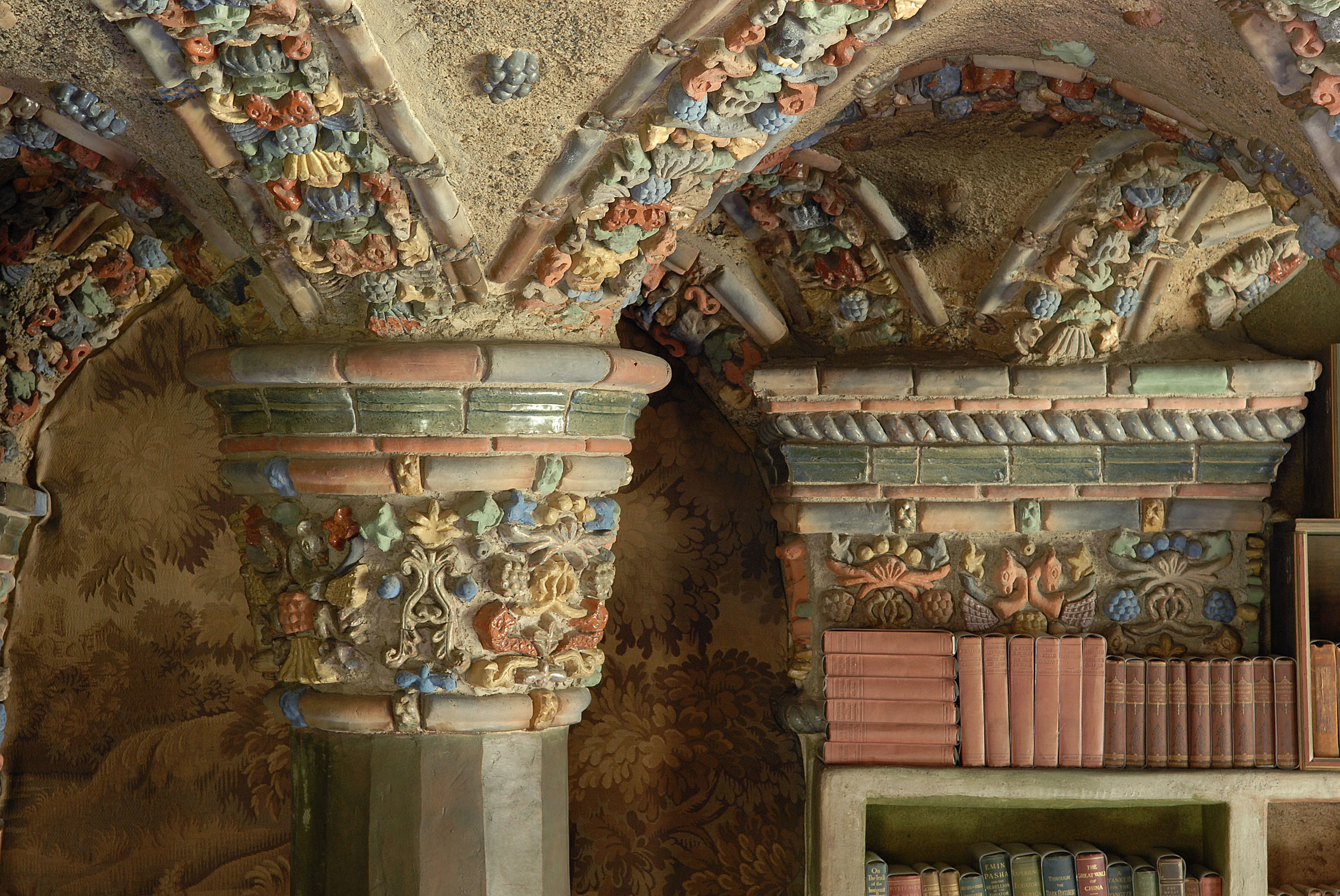 Figure 5: The library at Fonthill, decorated with tiles made in the Moravian Pottery and Tile Works. Photograph by Jack Carnell.