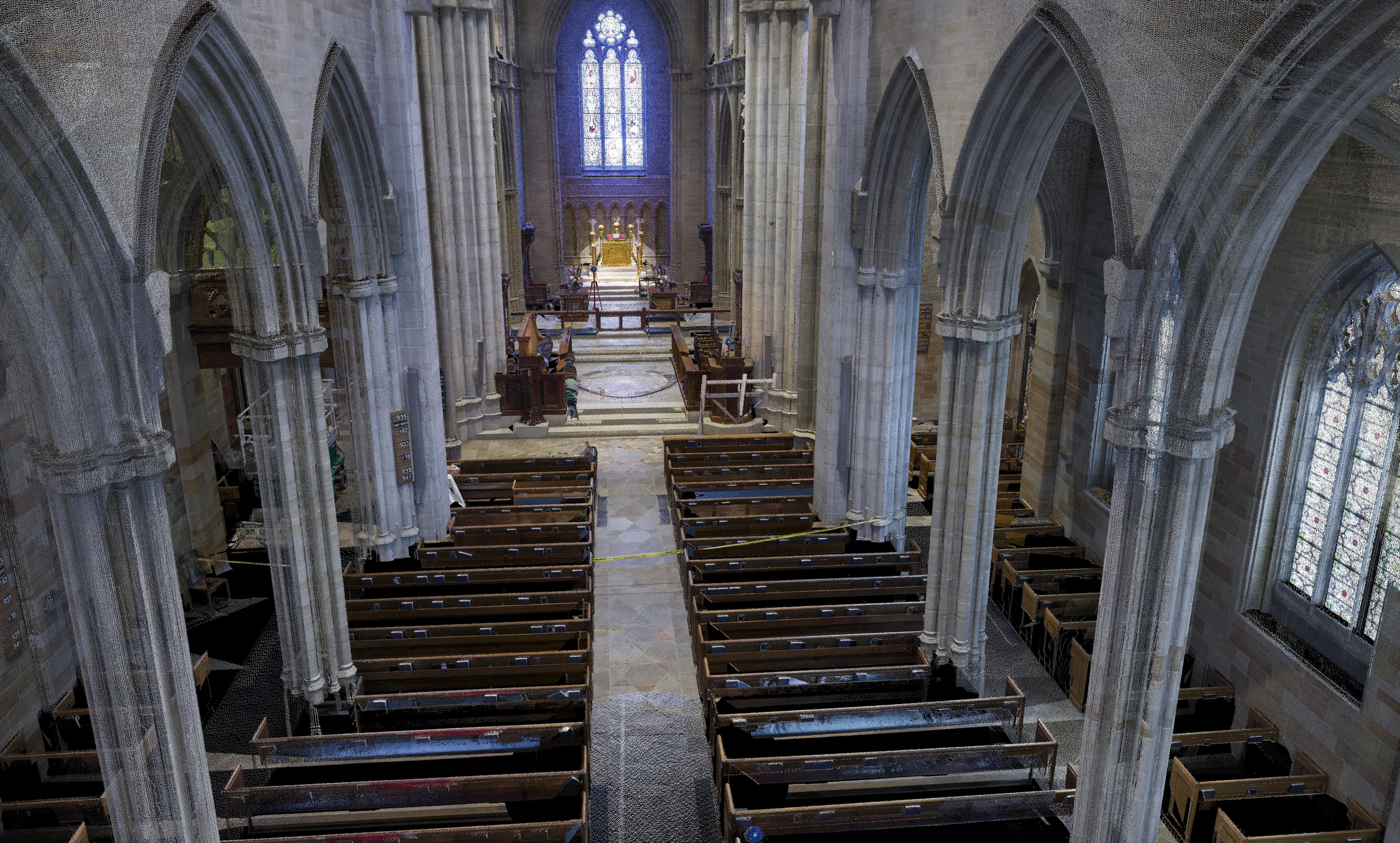Figure 4: Bryn Athyn, Cathedral of the New Jerusalem, laser scan: view of the nave.