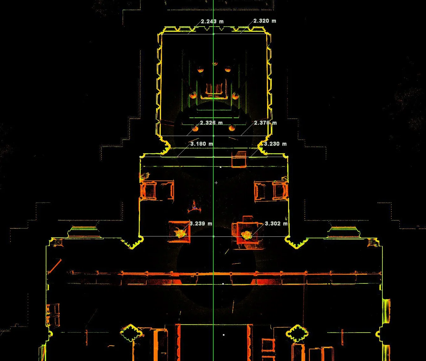 Figure 8: Bryn Athyn, Cathedral of the New Jerusalem, laser scan: plan of the sanctuary and chancel.