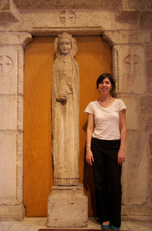 Julia Perratore with 12th-Century Haloed Queen from St.-Thibaut, Provins, France