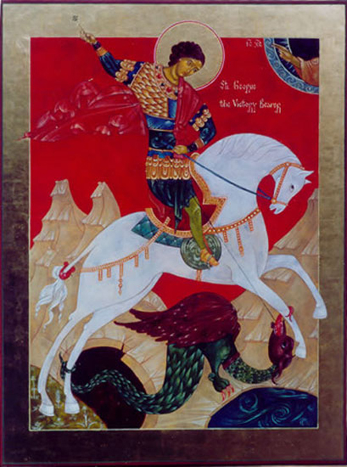 Icon of St. George and the Dragon, by Susan Kelly vonMedicus