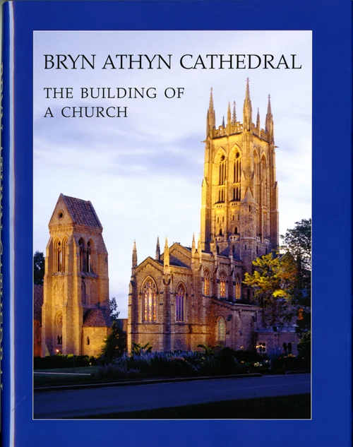 Dust jacket cover for Bryn Athyn Cathedral: The Building of a Church by E. Bruce Glenn. Photograph by Hal Conroy.