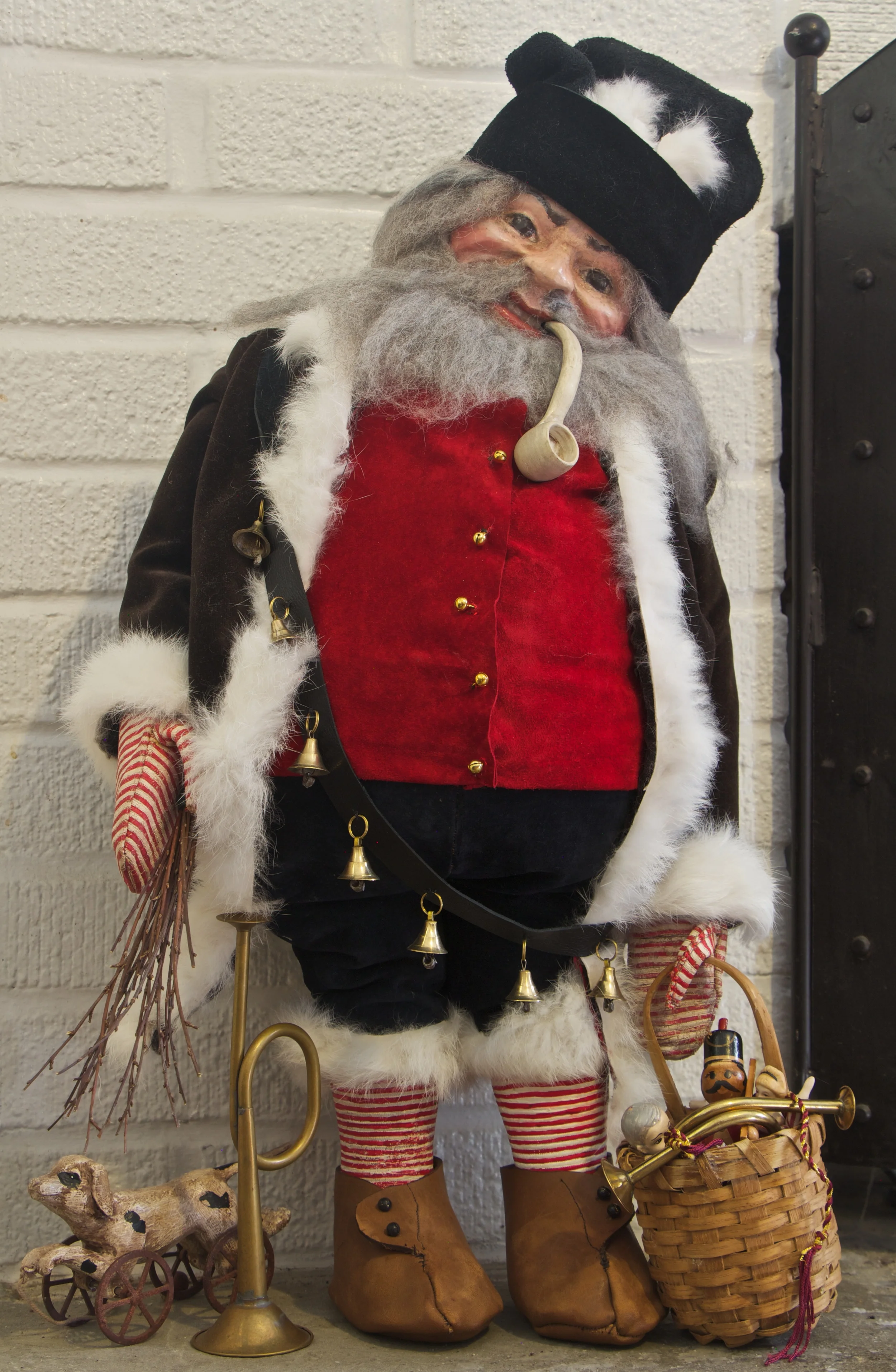 Belsnickel (sometimes translated “St. Nicholas dressed in fur”) was a Christmas gift-giver in early Pennsylvania Dutch communities, making the rounds from farmhouse to farmhouse. Belsnickel brought treats or presents for obedient children, but was ready with a rod or switch to punish naughty ones.