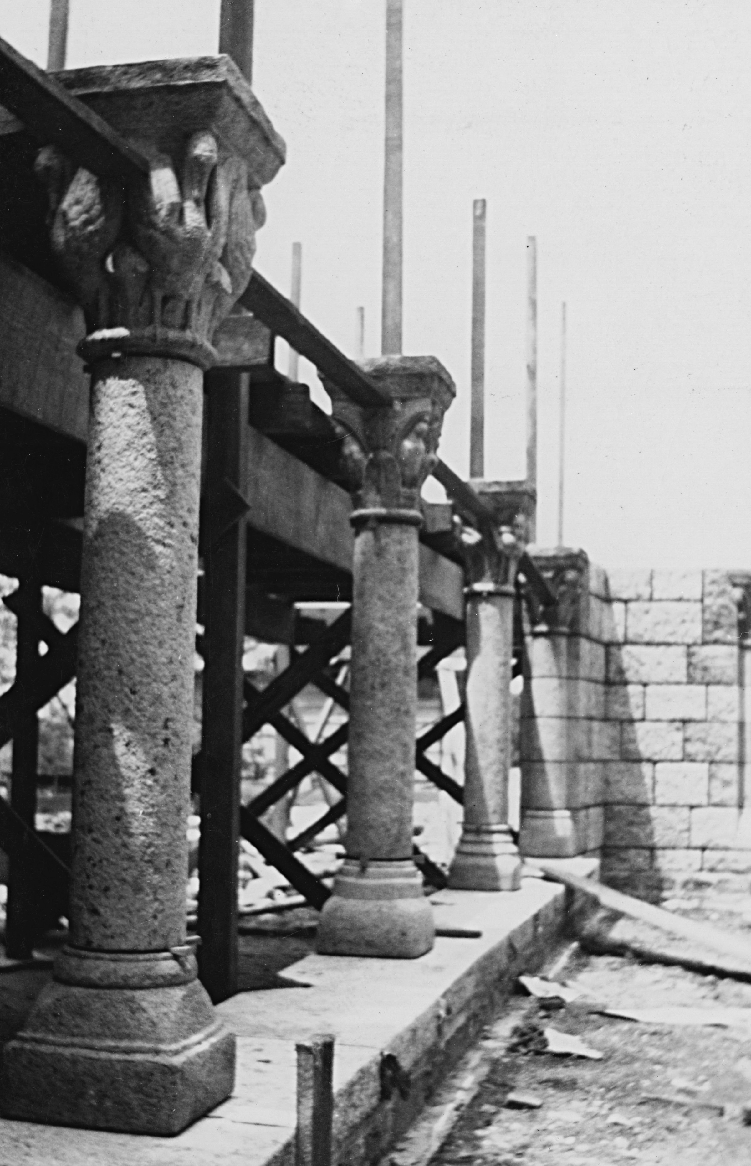 Figure 7: The west side of the cloister during construction. Glencairn Museum Archives.