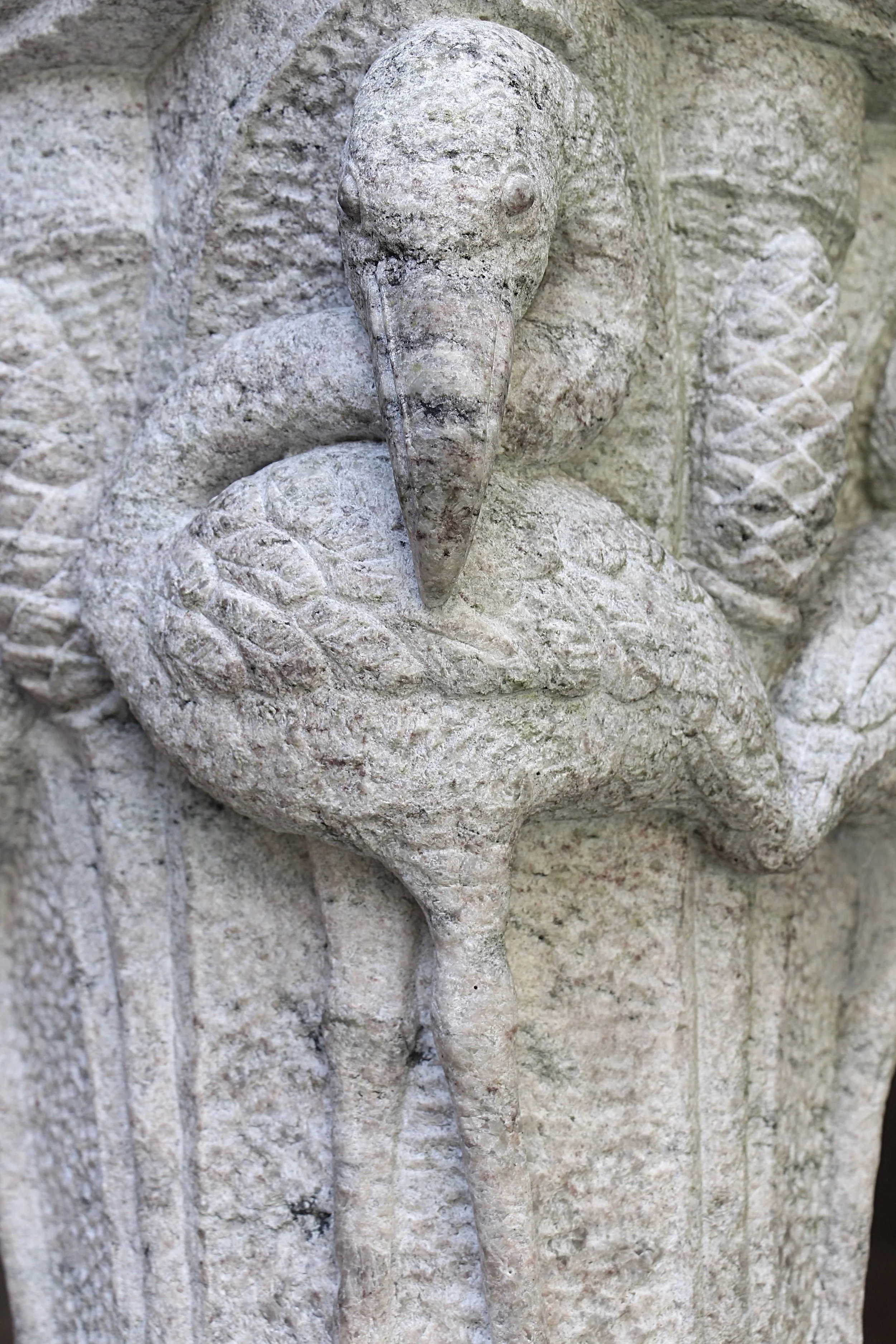 Figure 20: Cloister capital, west side: flamingo.