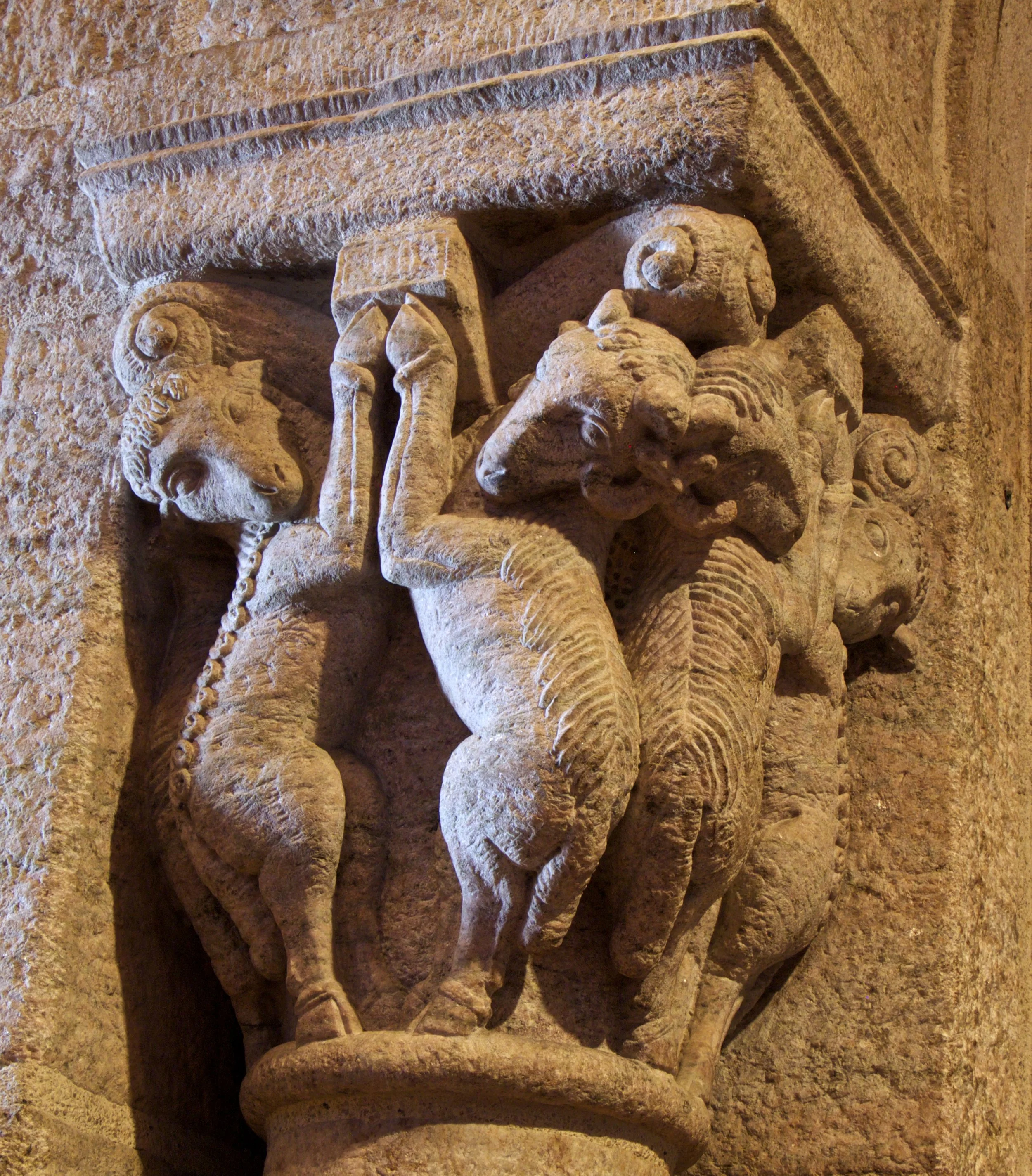 Figure 11: This capital rests on one of the engaged columns in the Great Hall, beside the door to the north porch.