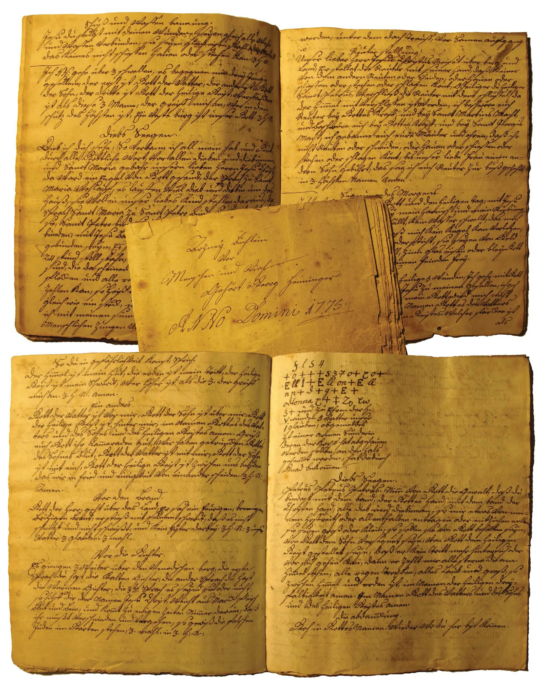 Figure 22: Arzneÿ Büchlein für Menschen und Vieh, Gehört Georg Henninger, ANNO Domini 1775 ( Little Book of Medicine for Man and Beast, Belonging to George Henninger, in the Year of Our Lord 1775 ). Albany Township, Berks County. Heilman Collection of Patrick J. Donmoyer.