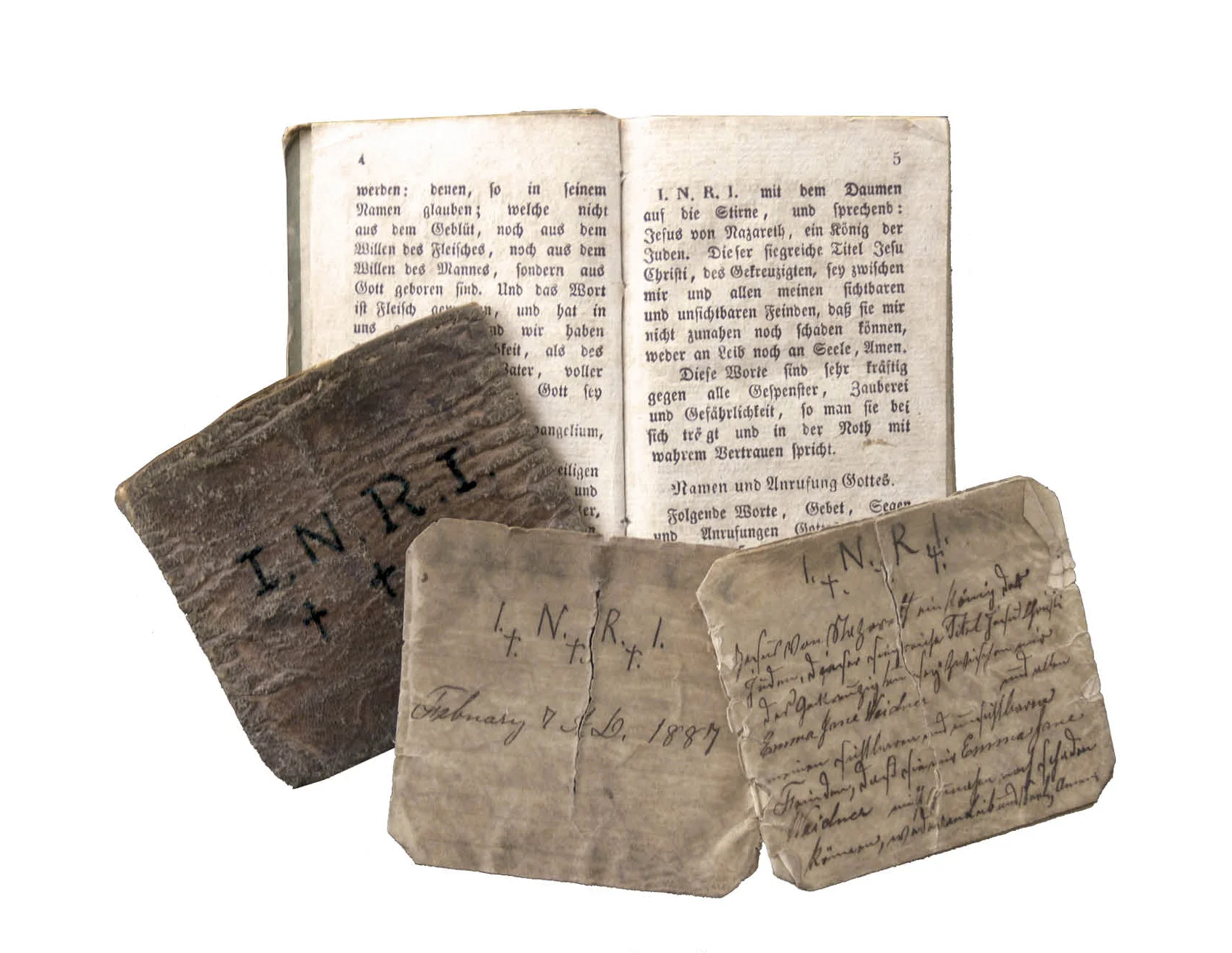 Figure 10: Blessing made for Emma Jane Weidner, 1887, by Dr. Joseph H. Hageman of Reading, Pennsylvania. Hageman’s blessings were derived verbatim from European collections of folk-religious blessings, such as the Geistlicher Schild ( Spiritual Shield ) and the works attributed to Saint Albertus Magnus. Heilman Collection of Patrick J. Donmoyer.