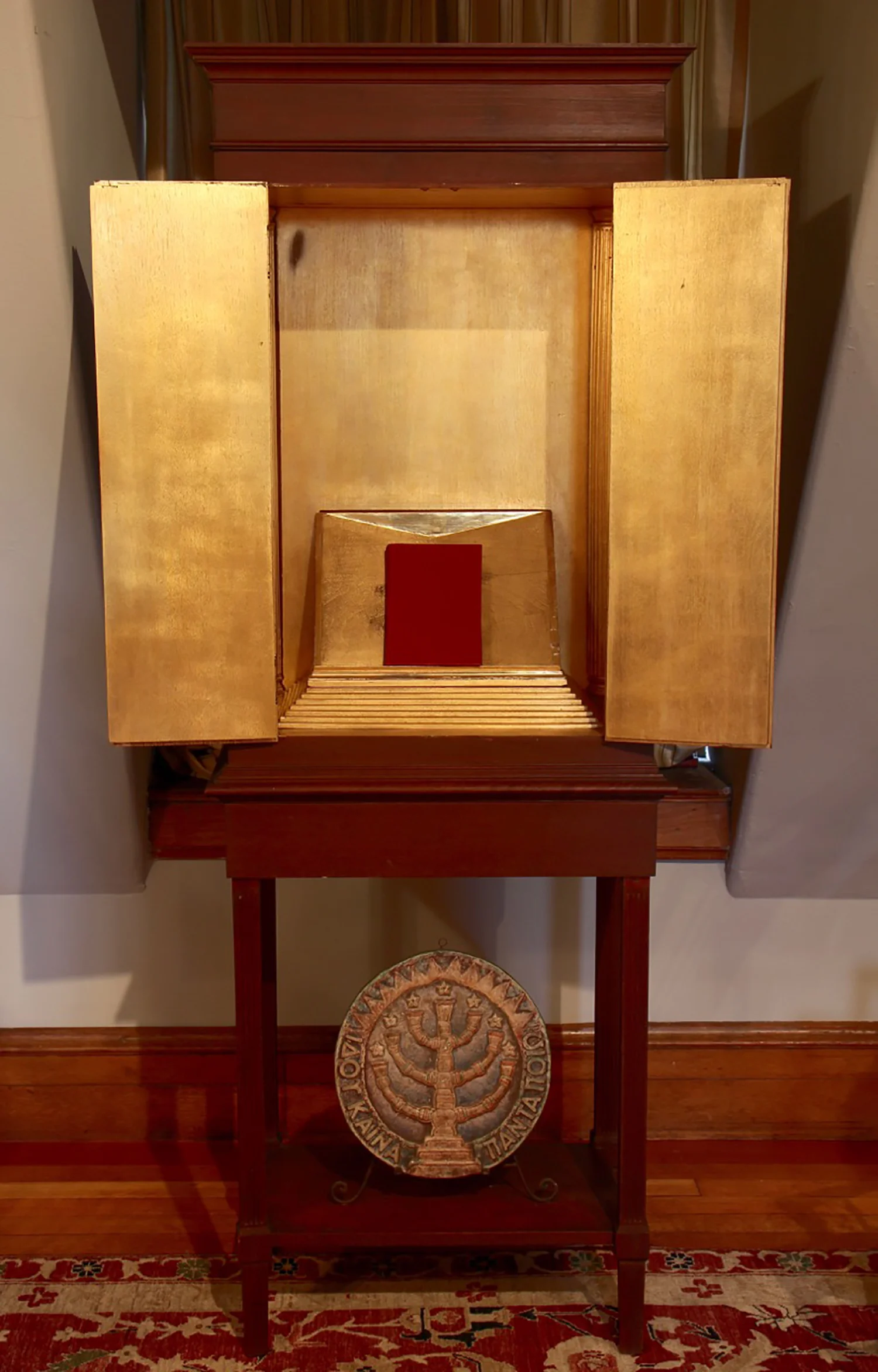 Figure 8: A special Bible cabinet was designed for the living room by Bryn Athyn artist Winfred Hyatt. It was given to John Pitcairn by Raymond and Mildred as a Christmas present in 1915.