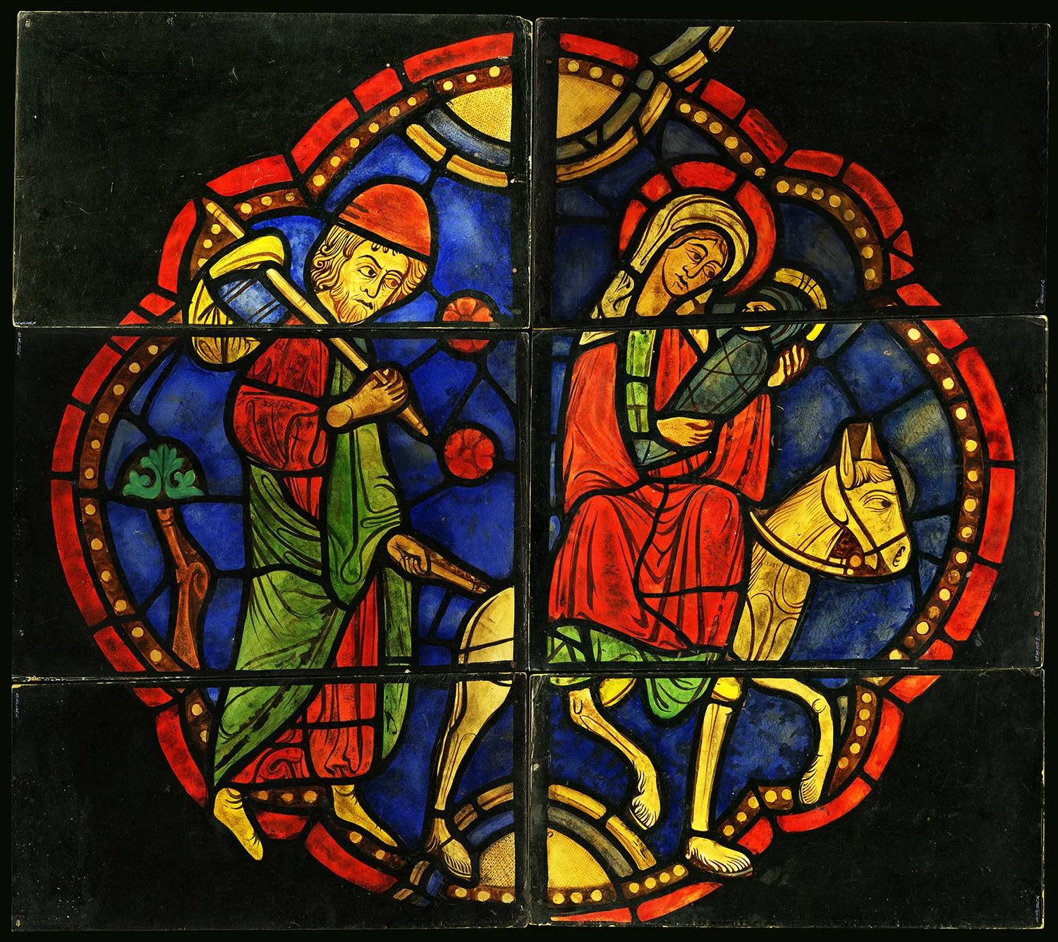Figure 6: This painting on cardboard of the “Flight into Egypt” from the Church of Sainte-Radegonde was made by Albert Cullen in 1924. The six sections were mailed to Lawrence Saint in Bryn Athyn.