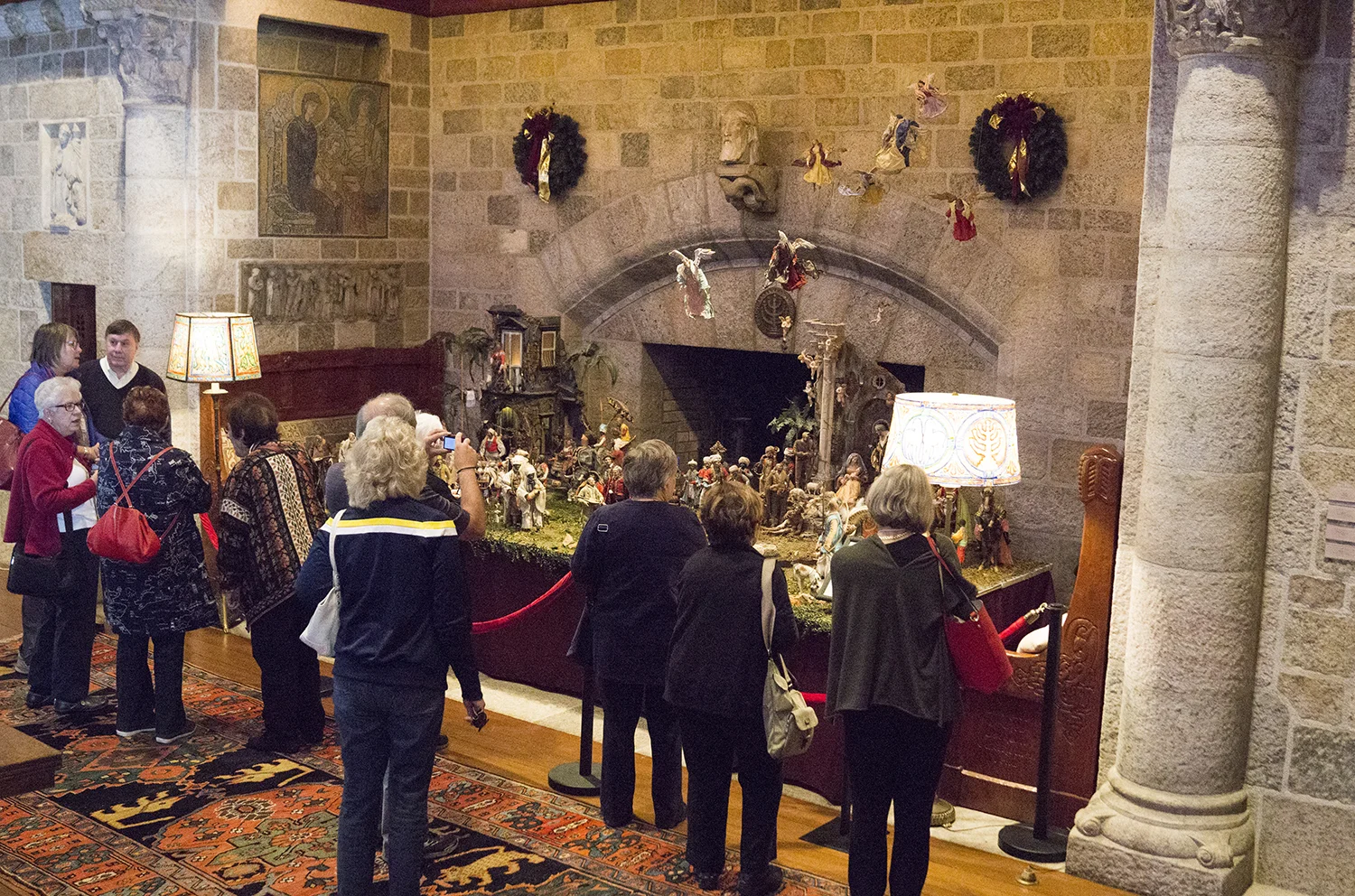 Figure 11: This large 19th- and 20th-century Italian Presepio, on loan from the Fleisher Art memorial in Philadelphia, PA, was assembled in Glencairn’s Great Hall in late October in order to accommodate a visit from the Friends of the Creche, a national Nativities organization. This year the annual convention of the Friends was held in Bethlehem, Pennsylvania.