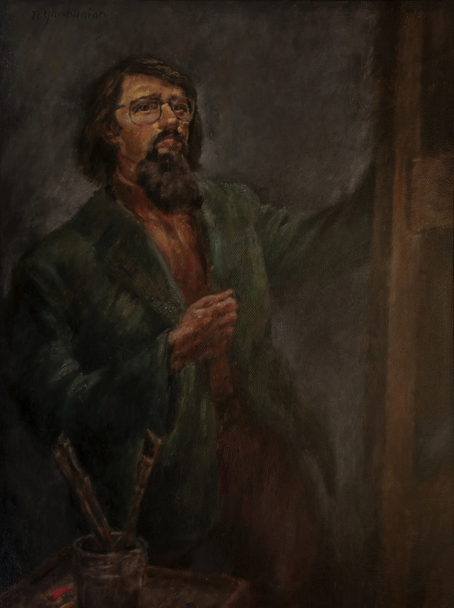 Figure 1: Self Portrait . Oil, 1977. On loan from Siri Yardumian Hurst.