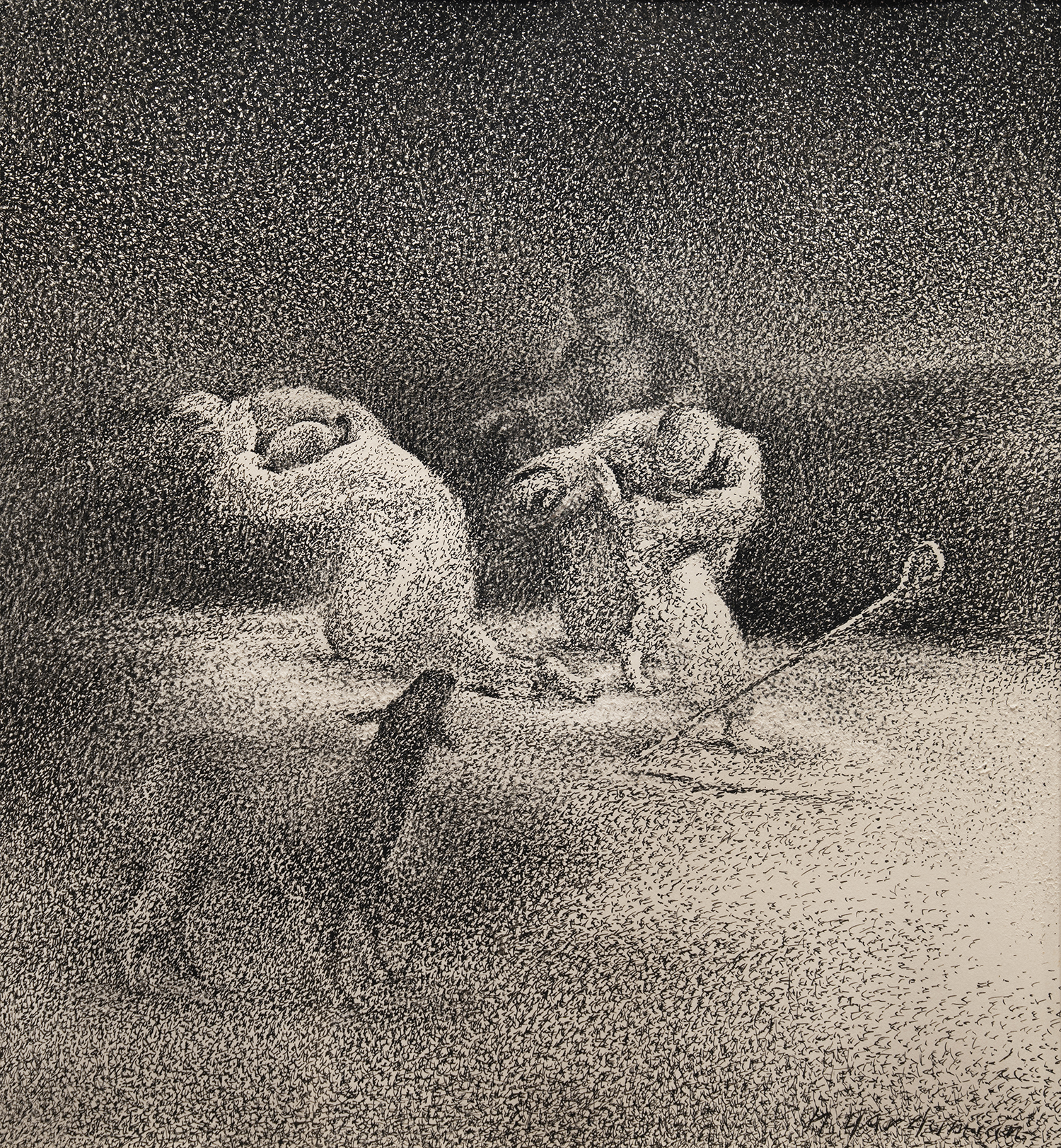 Figure 15: Annunciation to Shepherds . Luke 2:8-14 . Pen and ink, 1978. On loan from Ken and Glynn Schauder.