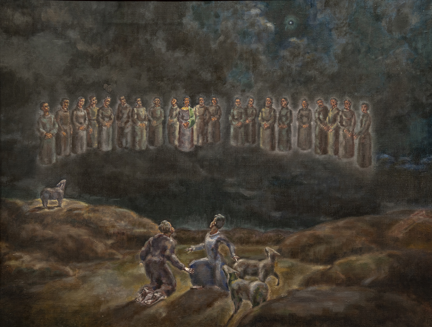 Figure 3: Annunciation to Shepherds . Luke 2:8-14 . Oil on canvas, circa 1975. On loan from Siri Yardumian Hurst.