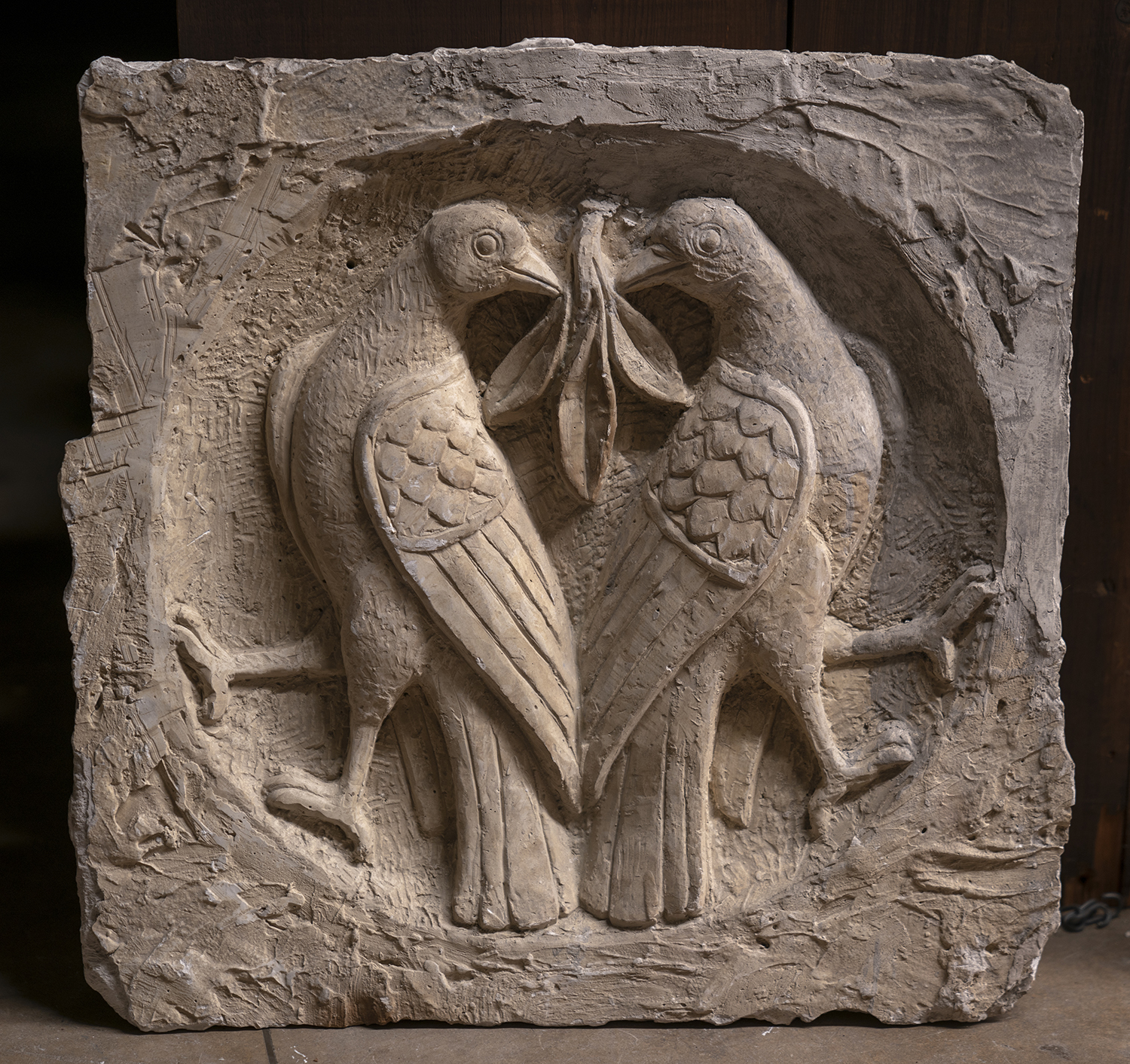 Figure 10: One of the plaster medallions depicting a pair of doves has survived and is in Glencairn's collection of architectural models (see Figure 9, upper right).