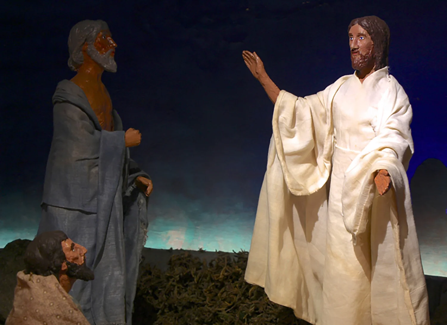 Figure 8: Detail from the Winfred Hyatt Easter scenes of Jesus speaking to His disciples by the Sea of Galilee.