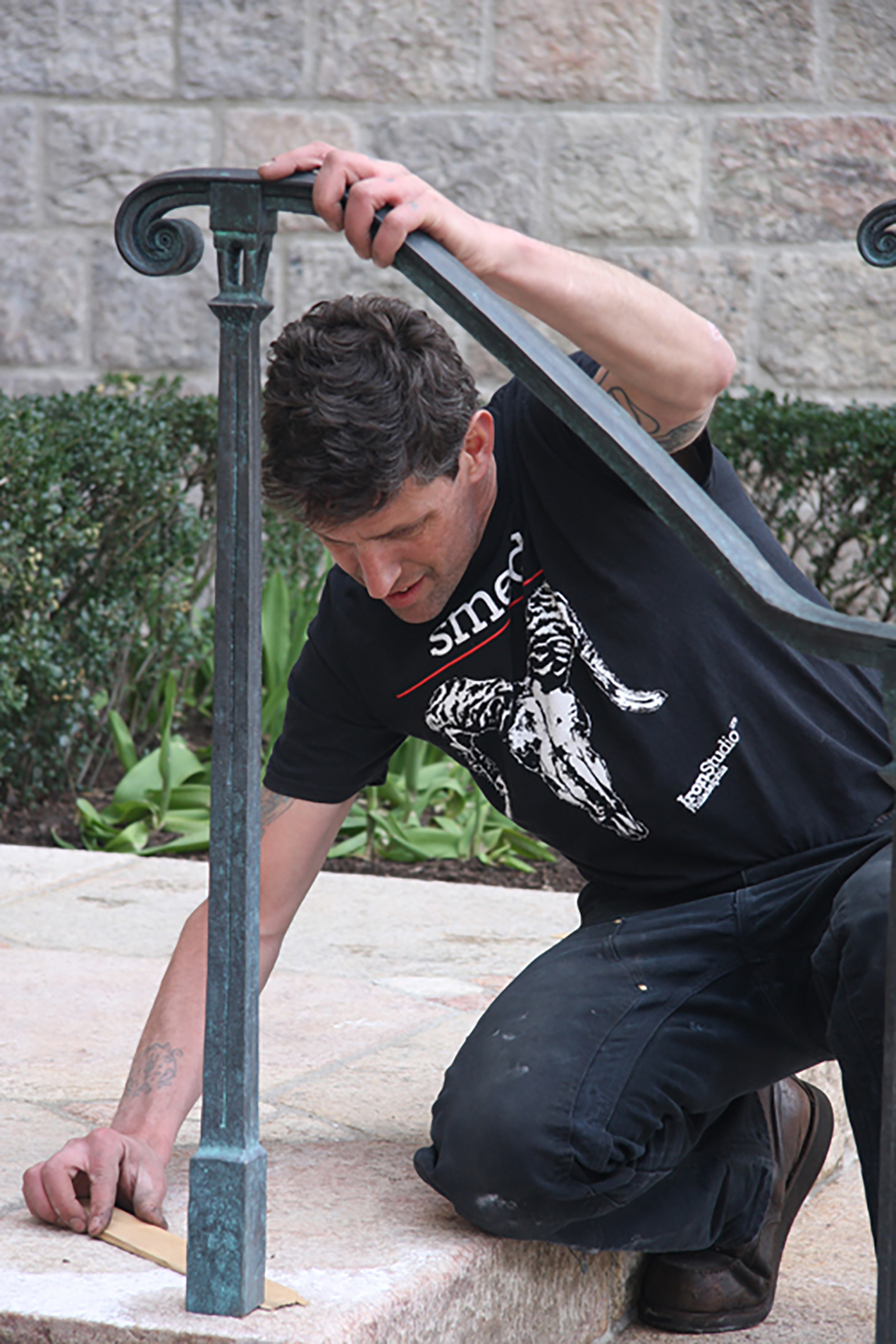 Figure 22: Warren Holzman installing one side of Glencairn’s new railings.