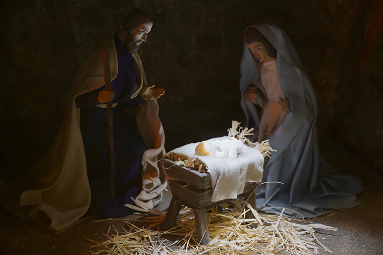 Figure 6: The Christ Child, Mary, and Joseph; one of the Nativity scenes from the Eisenhower White House now on exhibit in Gettysburg. Photo: Ed Gyllenhaal.