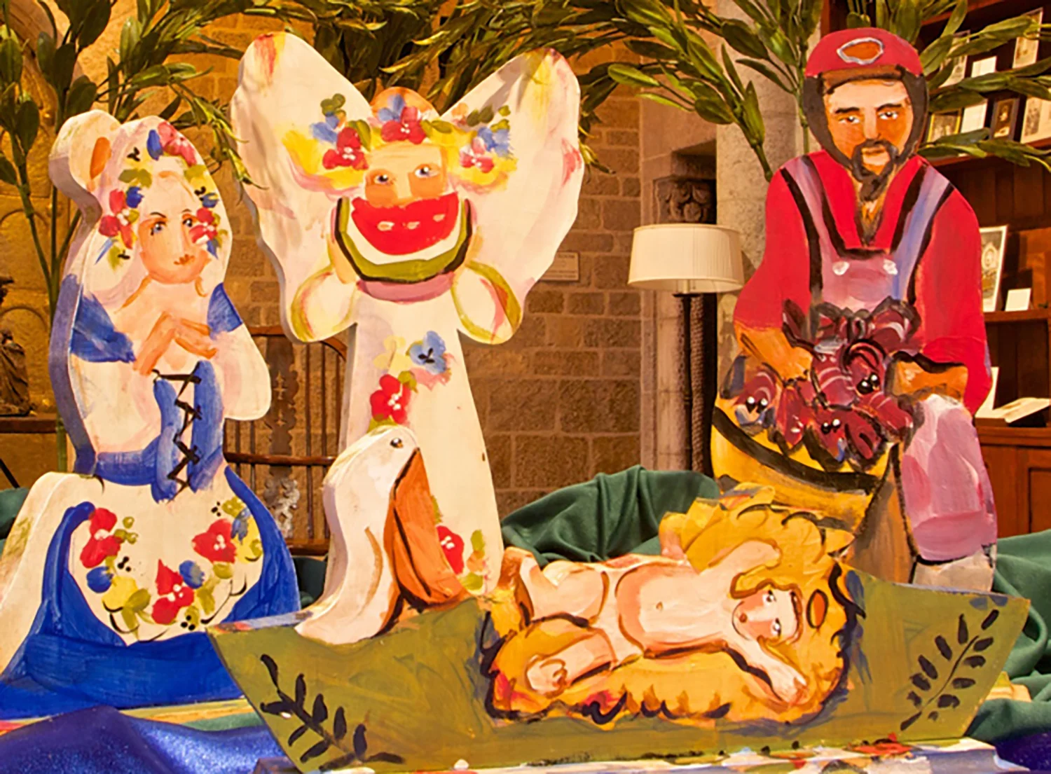 Figure 10: The Cajun Nativity features the baby Jesus in a pirogue (a bayou canoe), with Mary in traditional Acadian dress and Joseph holding crawfish.