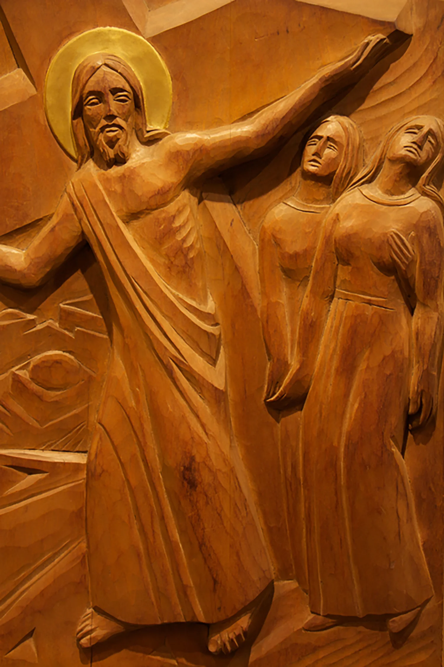 Figure 7: Station VIII: Jesus Meets the Daughters of Jerusalem; carved wood, St. Timothy's Episcopal Church.