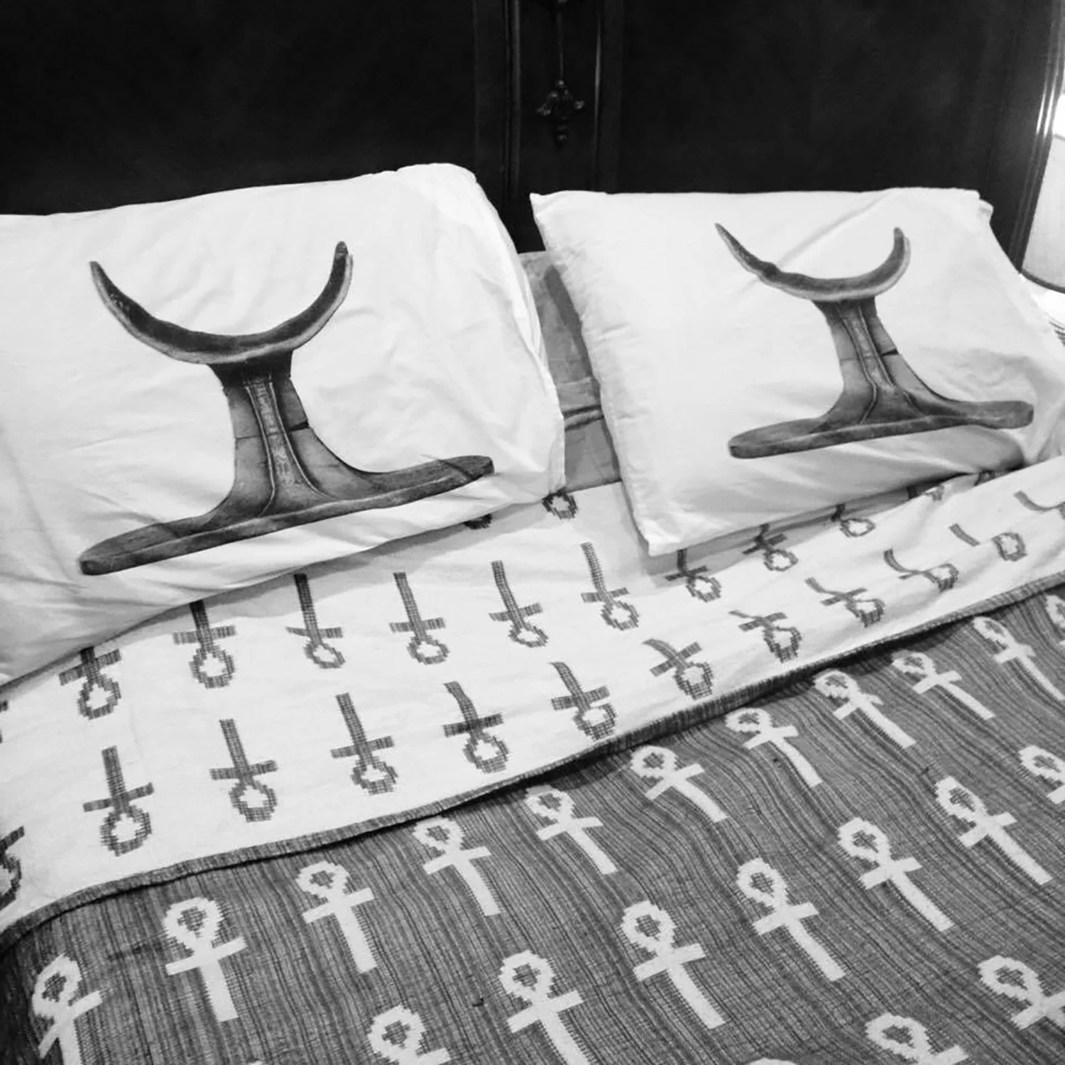 Figure 18: Pillowcases decorated with an image of an ancient Egyptian headrest. 