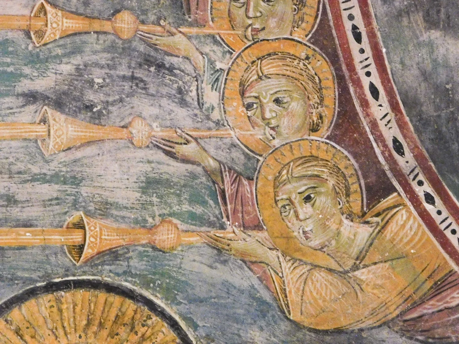 Figure 3. Detail of figure 2: The Second Coming of Jesus —trumpeting angels. Photograph by Jonathan Kline.