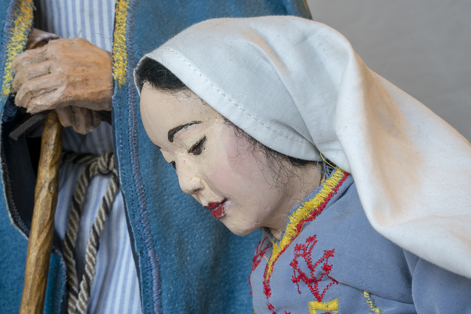 Figure 8: Mary. Detail of Nativity pictured in Figure 5, by Nancy Schnarr-Bruell, 2018.