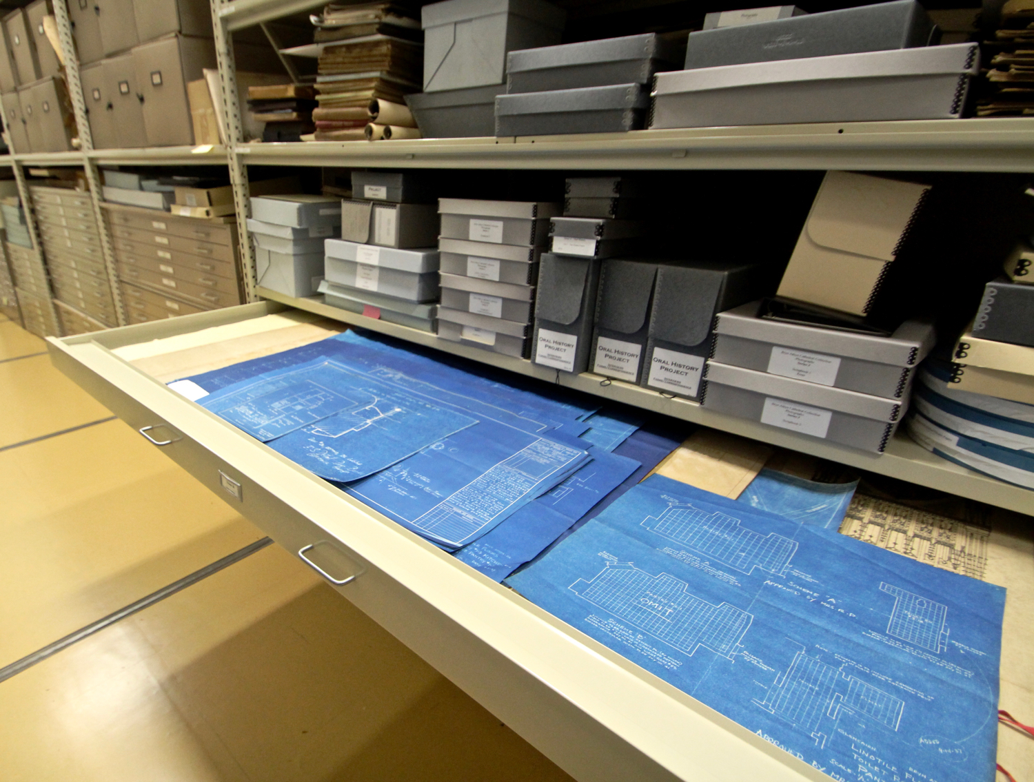 Figure 11: Blueprints for Glencairn in the Glencairn Museum Archives. Photo: Glencairn Museum.