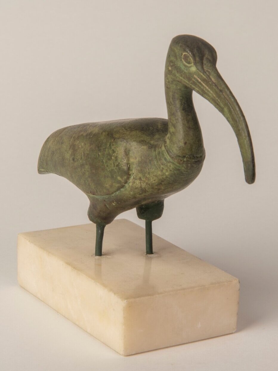 Figure 6.&nbsp;A bronze statuette representing the god Thoth as an ibis (Glencairn Museum E1121).