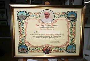 Papal Blessing with Gold Leaf Frame.