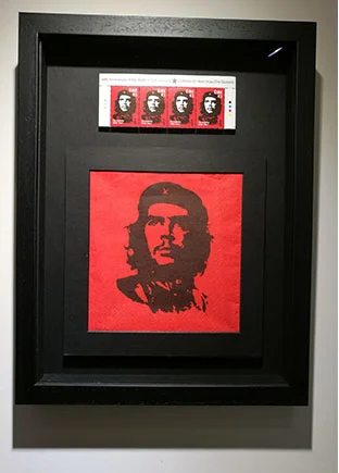 Memorabilia, Che Stamp, Floated Box Frame.