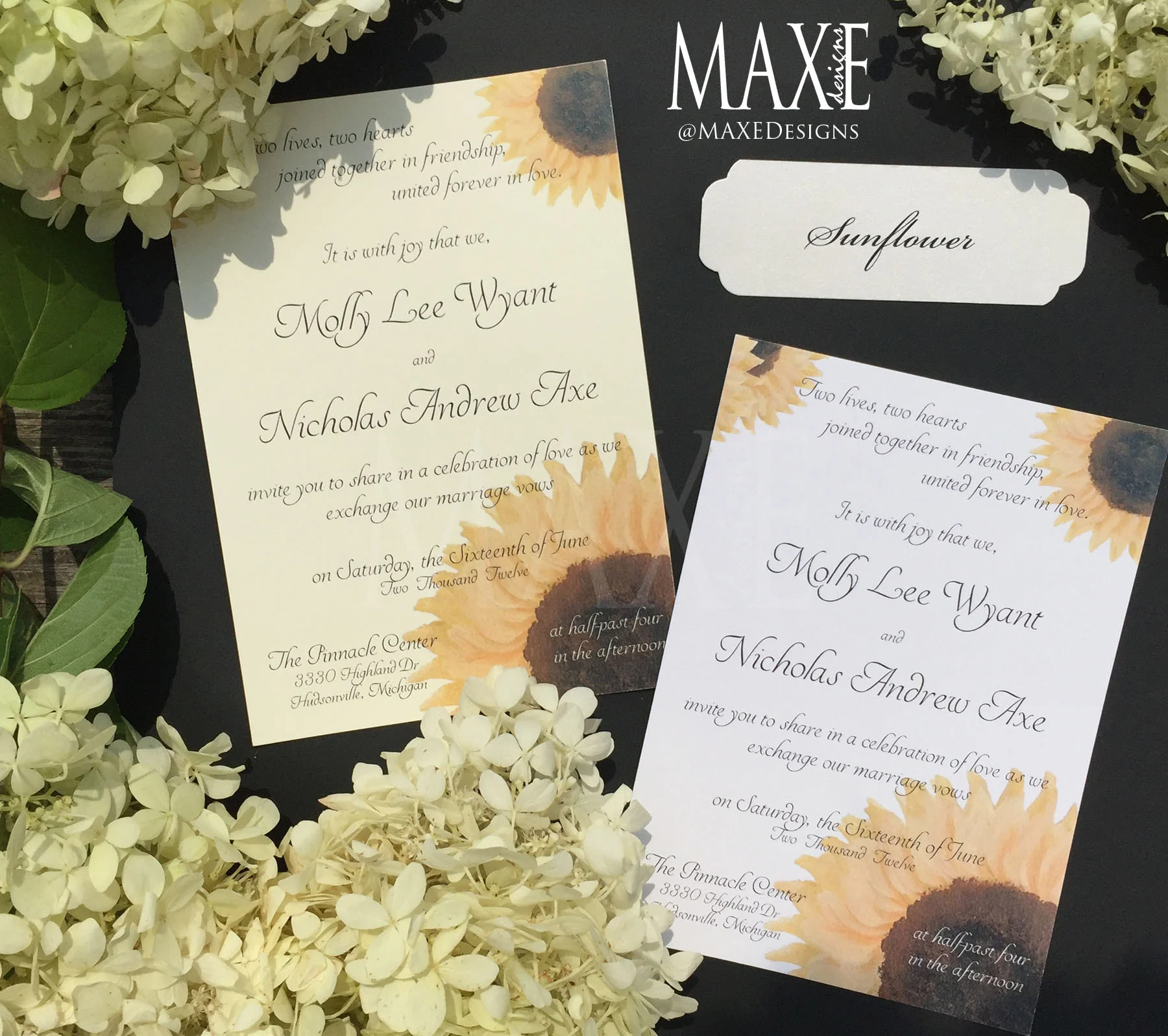 Sunflower Wedding Invitation Suite Deposit Maxe Designs Llc