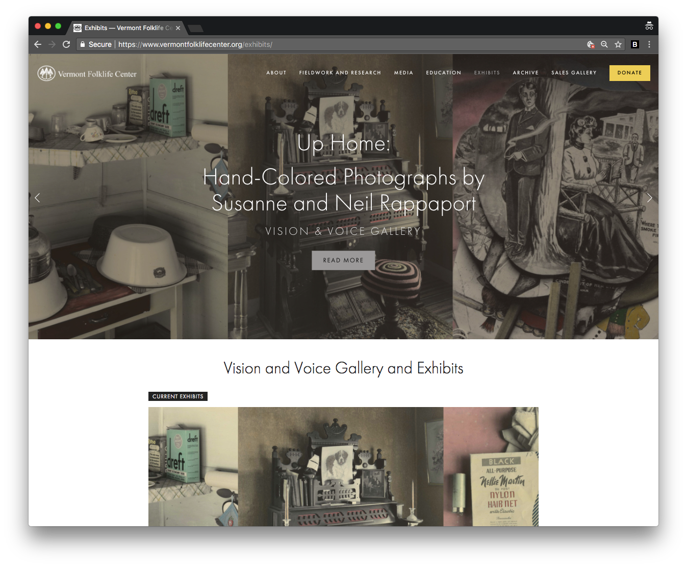 We used summaries and galleries updating throughout the site to show the user what's new and providing the opportunity to dive a little deeper into the folklife of Vermont. 